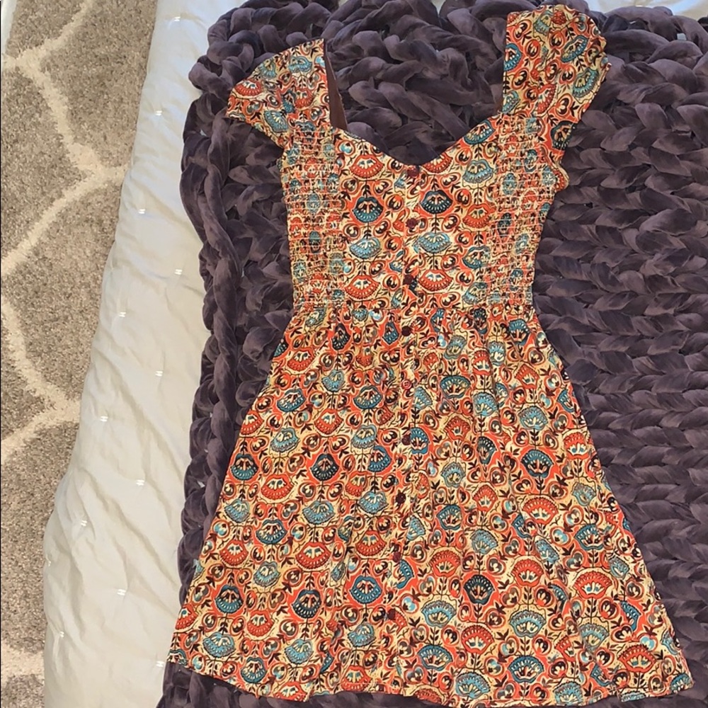 Fall floral peasant dress
